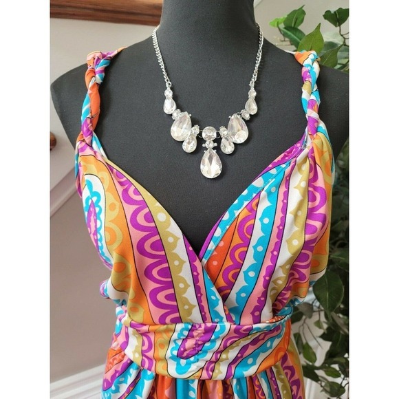 Heart Soul Women Multicolor Sweetheart Neck Sleeveless Casual Knee Length Dress - Picture 2 of 12